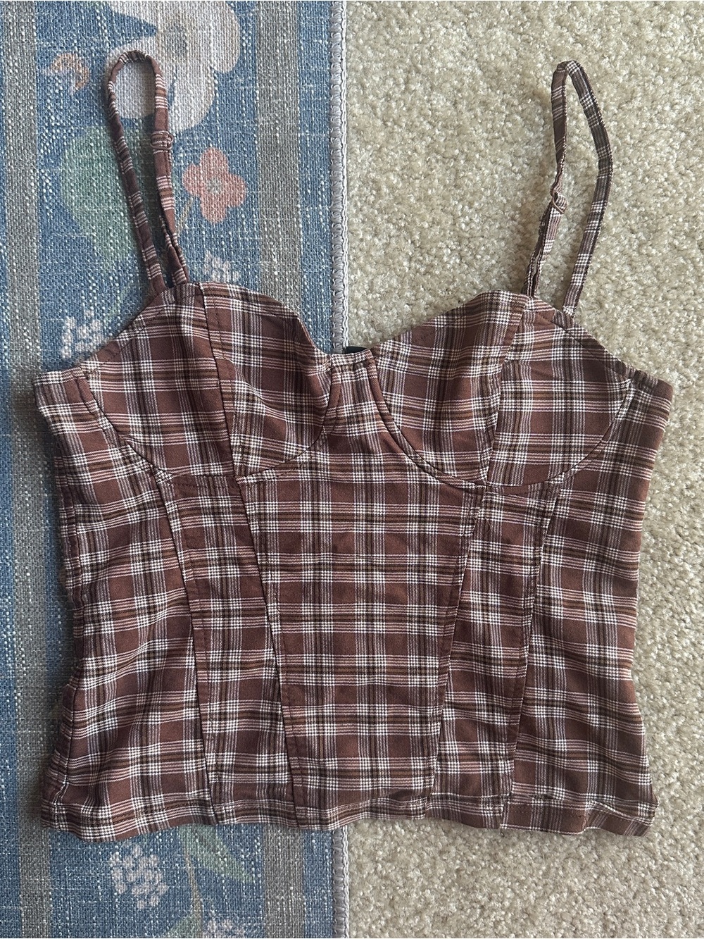 H&M Brown Plaid Bustier Camisole